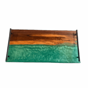 Emerald Horizon Resin & Walnut Tray