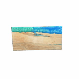 "Ocean Coast" Blue Resin & Maple Serving Board